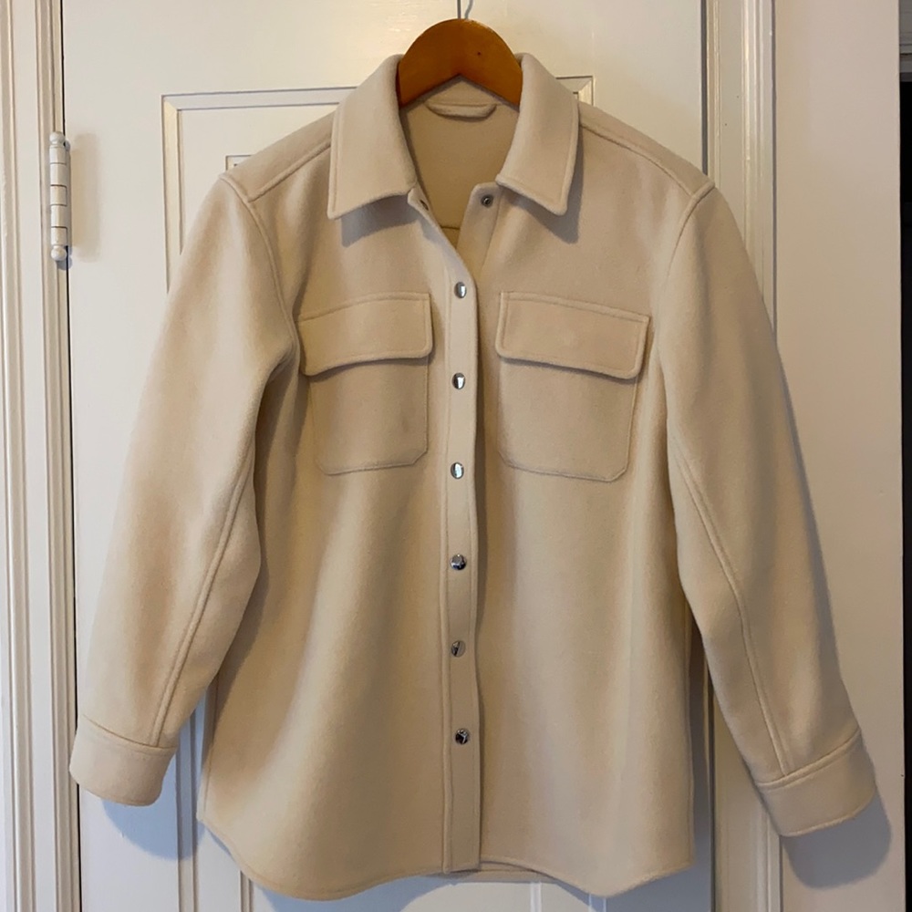 & Other Stories Ivory Wool Shacket, 0